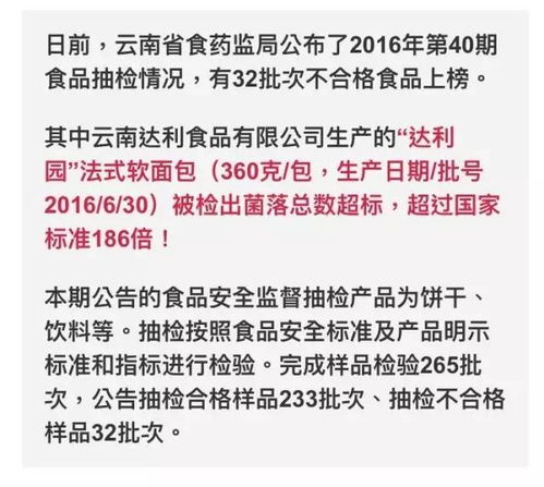 食品安全警鐘 軟面包菌落超標186倍，攀枝花市民日常消費需警惕